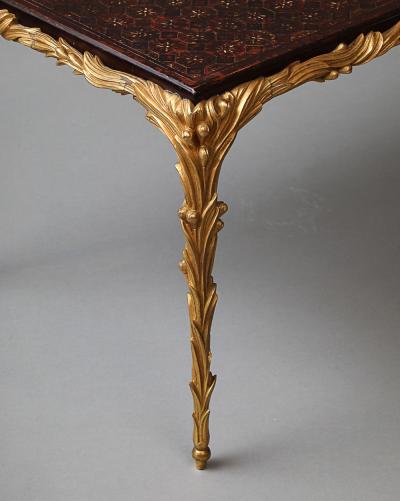 Maison Jansen Maison Jansen Style Gilt Bronze Leather Top Low Table c 1960