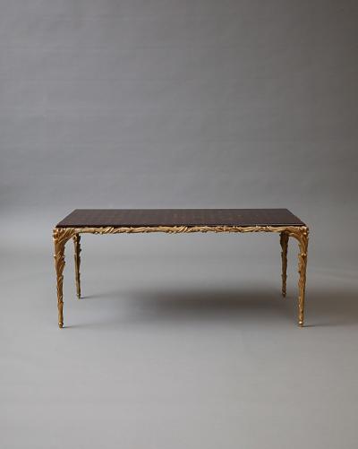 Maison Jansen Maison Jansen Style Gilt Bronze Leather Top Low Table c 1960