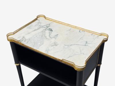 Maison Jansen Maison Jansen Style Hollywood Regency Brass Marble Ebonized Open Nightstands