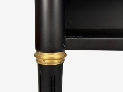 Maison Jansen Maison Jansen Style Hollywood Regency Brass Marble Ebonized Open Nightstands