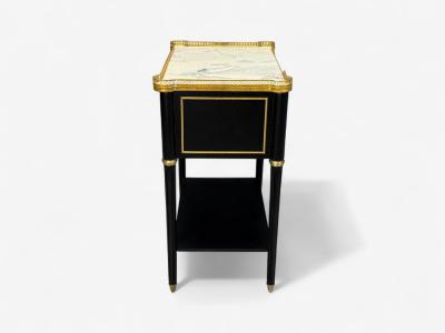 Maison Jansen Maison Jansen Style Hollywood Regency Brass Marble Ebonized Open Nightstands