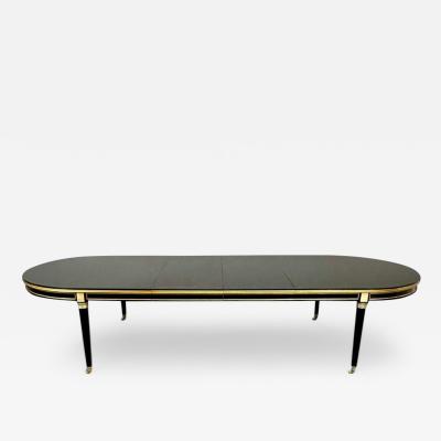 Maison Jansen Maison Jansen Style Hollywood Regency Dining Table Black Lacquer Bronze