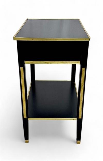 Maison Jansen Maison Jansen Style Hollywood Regency Nightstands Black Painted Wood Brass