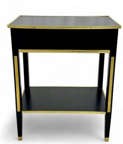 Maison Jansen Maison Jansen Style Hollywood Regency Nightstands Black Painted Wood Brass
