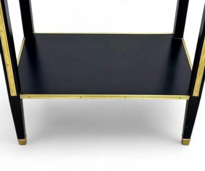 Maison Jansen Maison Jansen Style Hollywood Regency Nightstands Black Painted Wood Brass