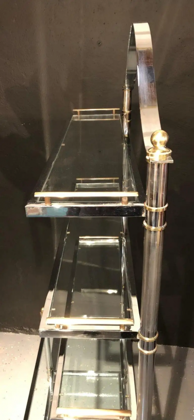 Maison Jansen Maison Jansen Style Hollywood Regency tag re Bookcase Brass and Steel Design