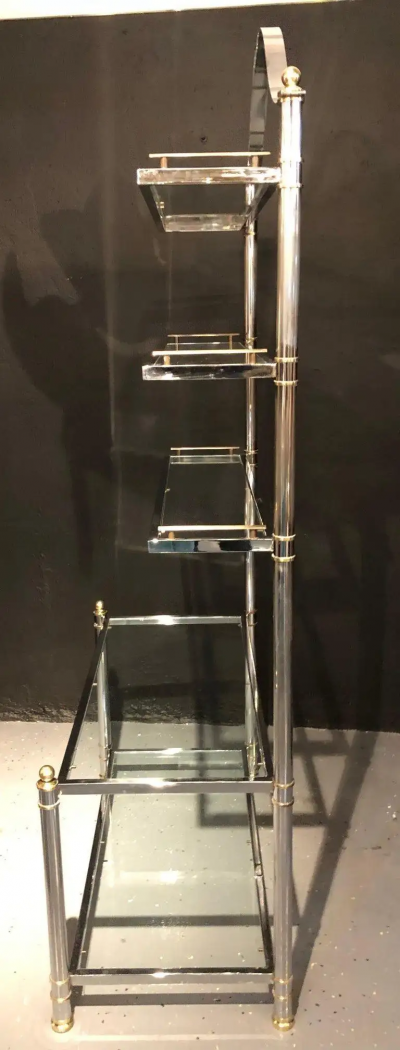 Maison Jansen Maison Jansen Style Hollywood Regency tag re Bookcase Brass and Steel Design