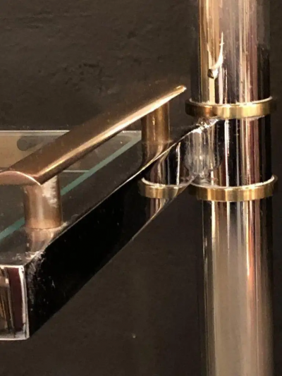 Maison Jansen Maison Jansen Style Hollywood Regency tag re Bookcase Brass and Steel Design