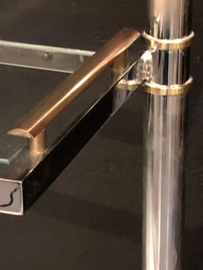 Maison Jansen Maison Jansen Style Hollywood Regency tag re Bookcase Brass and Steel Design