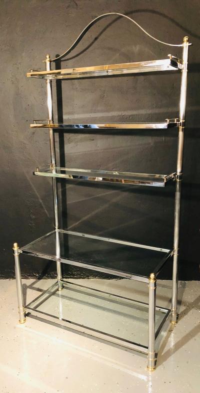 Maison Jansen Maison Jansen Style Hollywood Regency tag re Bookcase Brass and Steel Design