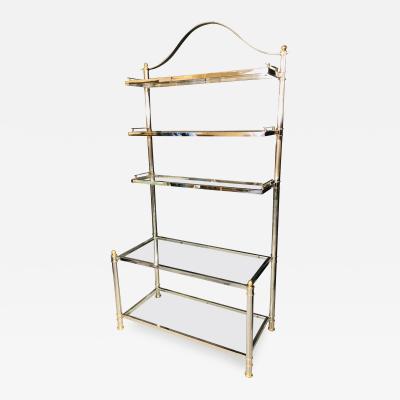 Maison Jansen Maison Jansen Style Hollywood Regency tag re Bookcase Brass and Steel Design