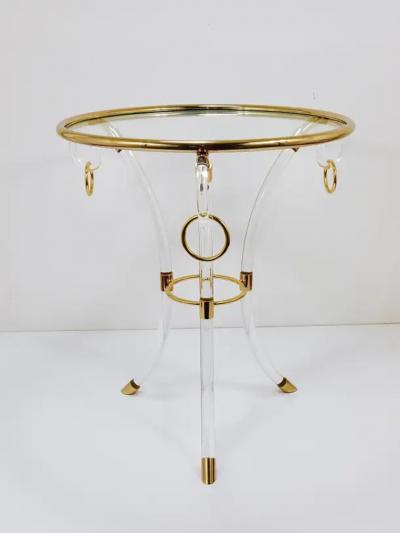 Maison Jansen Maison Jansen Style Lucite Gilt Metal Tripod Coffee Table Pedestal Gueridon