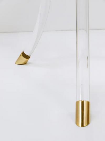 Maison Jansen Maison Jansen Style Lucite Gilt Metal Tripod Coffee Table Pedestal Gueridon