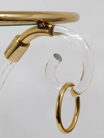 Maison Jansen Maison Jansen Style Lucite Gilt Metal Tripod Coffee Table Pedestal Gueridon