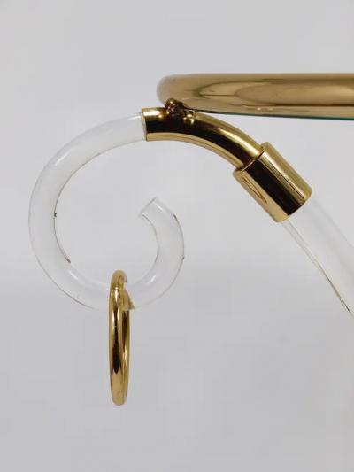 Maison Jansen Maison Jansen Style Lucite Gilt Metal Tripod Coffee Table Pedestal Gueridon