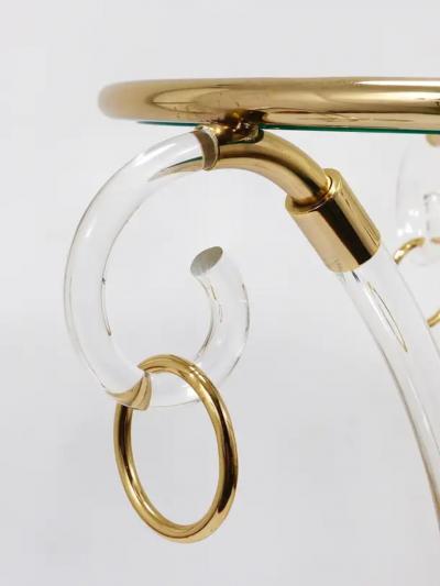 Maison Jansen Maison Jansen Style Lucite Gilt Metal Tripod Coffee Table Pedestal Gueridon