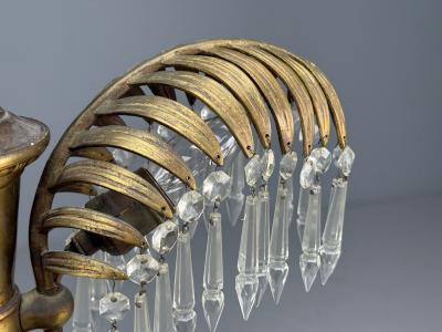 Maison Jansen Maison Jansen Style Palm Leaf Chandelier Gilt Bronze Crystal France 1940s