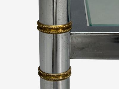 Maison Jansen Maison Jansen Style Steel Brass Glass Console Table France 1970s