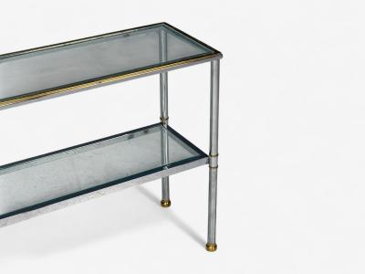 Maison Jansen Maison Jansen Style Steel Brass Glass Console Table France 1970s