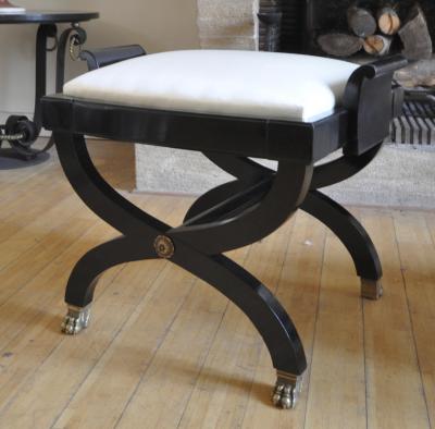 Maison Jansen Maison Jansen Superb Pair of X Black Stool with Lion Legs