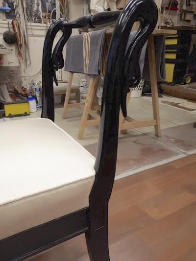 Maison Jansen Maison Jansen Swan Shaped Side Long Bench Newly Covered in Silk