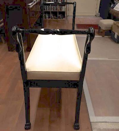 Maison Jansen Maison Jansen Swan Shaped Side Long Bench Newly Covered in Silk