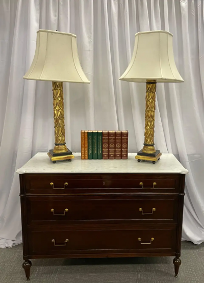 Maison Jansen Maison Jansen Table Lamps Fleur de Lis Mid Century Modern France 1950s
