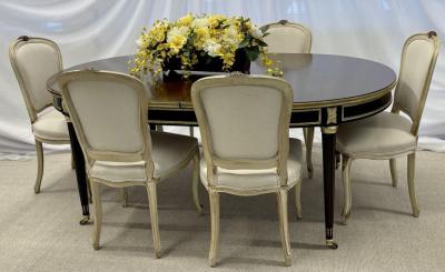 Maison Jansen Maison Jansen Tortoise Shell Finished Dining Louis XVI Style Bronze Mounted