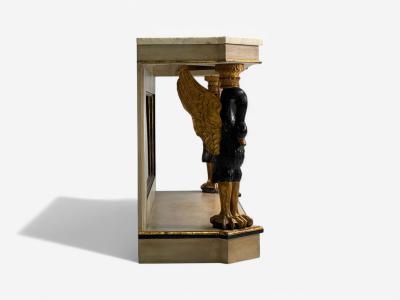 Maison Jansen Maison Jansen attr Hollywood Regency Giltwood Mirrored Console Table 1940s