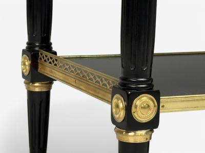 Maison Jansen Maison Jansen attr Hollywood Regency Satin Black Mahogany Large Console Table