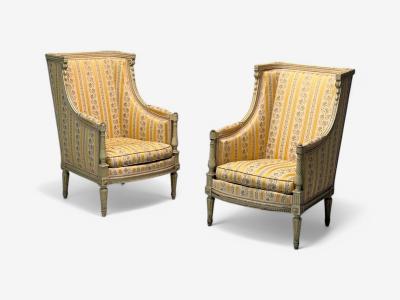 Maison Jansen Maison Jansen attr Louis XVI Style Painted Wood Lounge Chairs France 1920s