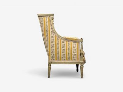 Maison Jansen Maison Jansen attr Louis XVI Style Painted Wood Lounge Chairs France 1920s