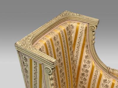 Maison Jansen Maison Jansen attr Louis XVI Style Painted Wood Lounge Chairs France 1920s