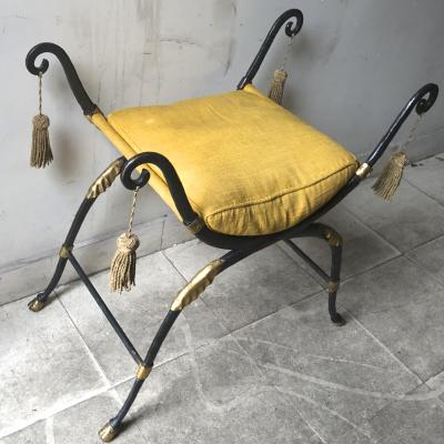 Maison Jansen Maison Jansen awesome solid iron French Empire revival pair of stools