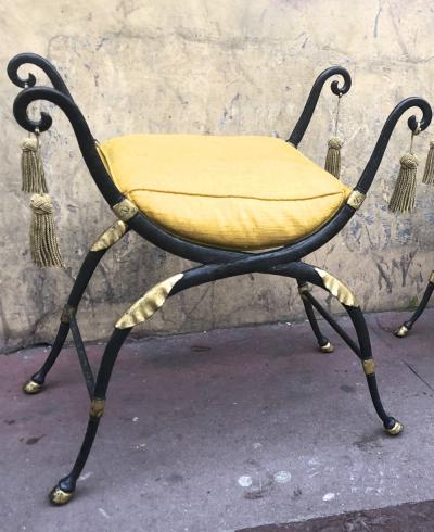 Maison Jansen Maison Jansen awesome solid iron French Empire revival pair of stools