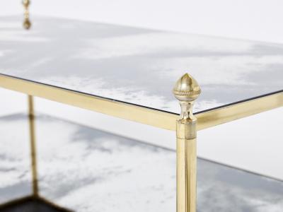 Maison Jansen Maison Jansen brass chrome mirrored two tier coffee table 1970s