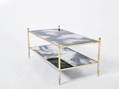 Maison Jansen Maison Jansen brass chrome mirrored two tier coffee table 1970s