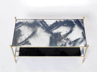 Maison Jansen Maison Jansen brass chrome mirrored two tier coffee table 1970s