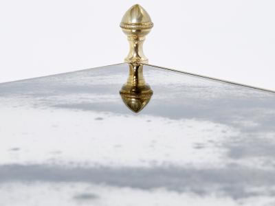 Maison Jansen Maison Jansen brass chrome mirrored two tier coffee table 1970s