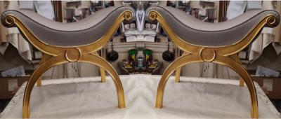 Maison Jansen Maison Jansen chicest gold leaf x shaped stools