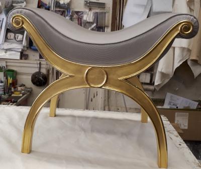 Maison Jansen Maison Jansen chicest gold leaf x shaped stools
