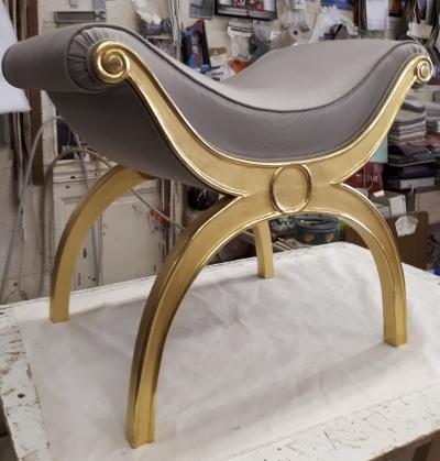 Maison Jansen Maison Jansen chicest gold leaf x shaped stools