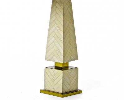 Maison Jansen Maison Jansen chicest obelisk shaped faux ivory marquetery pair of lamp