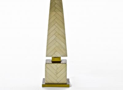 Maison Jansen Maison Jansen chicest obelisk shaped faux ivory marquetery pair of lamp