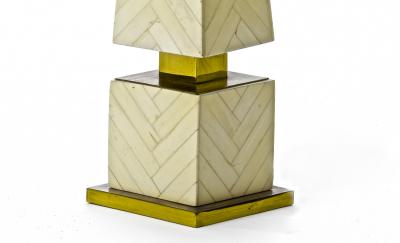 Maison Jansen Maison Jansen chicest obelisk shaped faux ivory marquetery pair of lamp
