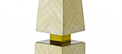 Maison Jansen Maison Jansen chicest obelisk shaped faux ivory marquetery pair of lamp
