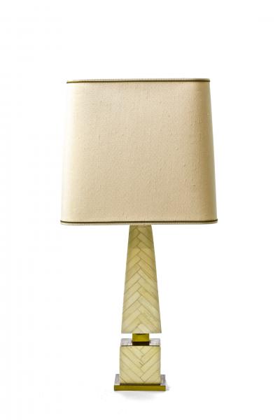 Maison Jansen Maison Jansen chicest obelisk shaped faux ivory marquetery pair of lamp