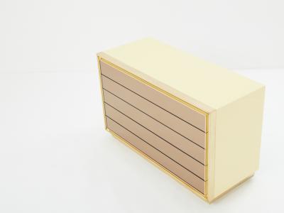 Maison Jansen Maison Jansen cream lacquer brass mirrored chest of drawers 1970s