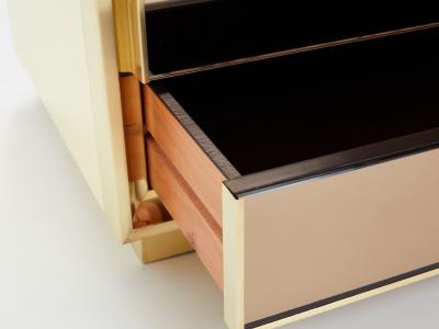 Maison Jansen Maison Jansen cream lacquer brass mirrored chest of drawers 1970s