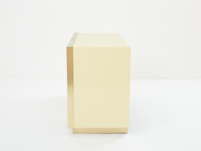 Maison Jansen Maison Jansen cream lacquer brass mirrored chest of drawers 1970s